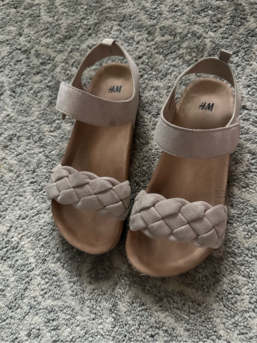 H&M Girls Braided Front Strap Sandals in Light Beige